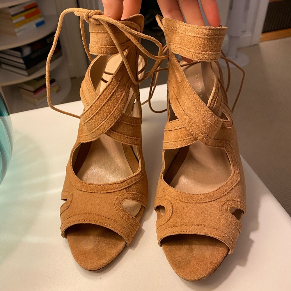 Loeffler Randall Camel Ankle Wrap Heel- size 9
